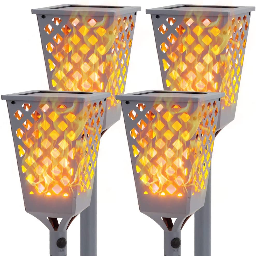 Walensee Solar Torch Lights with Flickering Flame, Grey 4 PACK