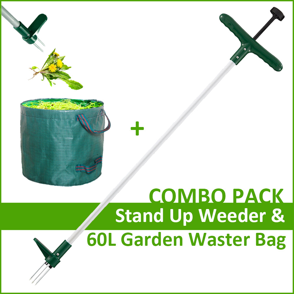 Walensee Stand Up Weeder & Garden Waste Bag, Combo Set