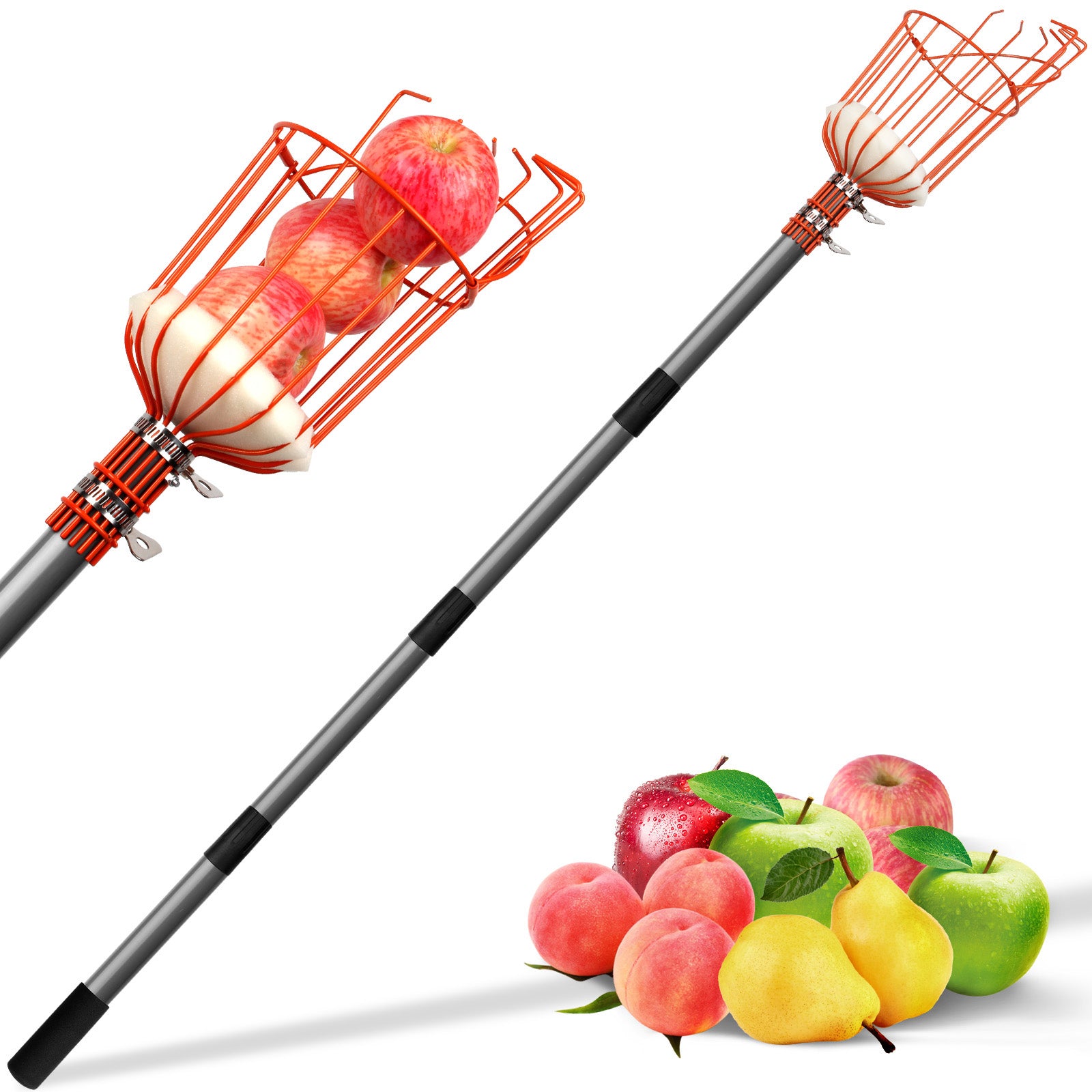 Walensee Fruit Picker, Adjustable Fruits Picker Tool with Lightweight Stainless Steel Pole