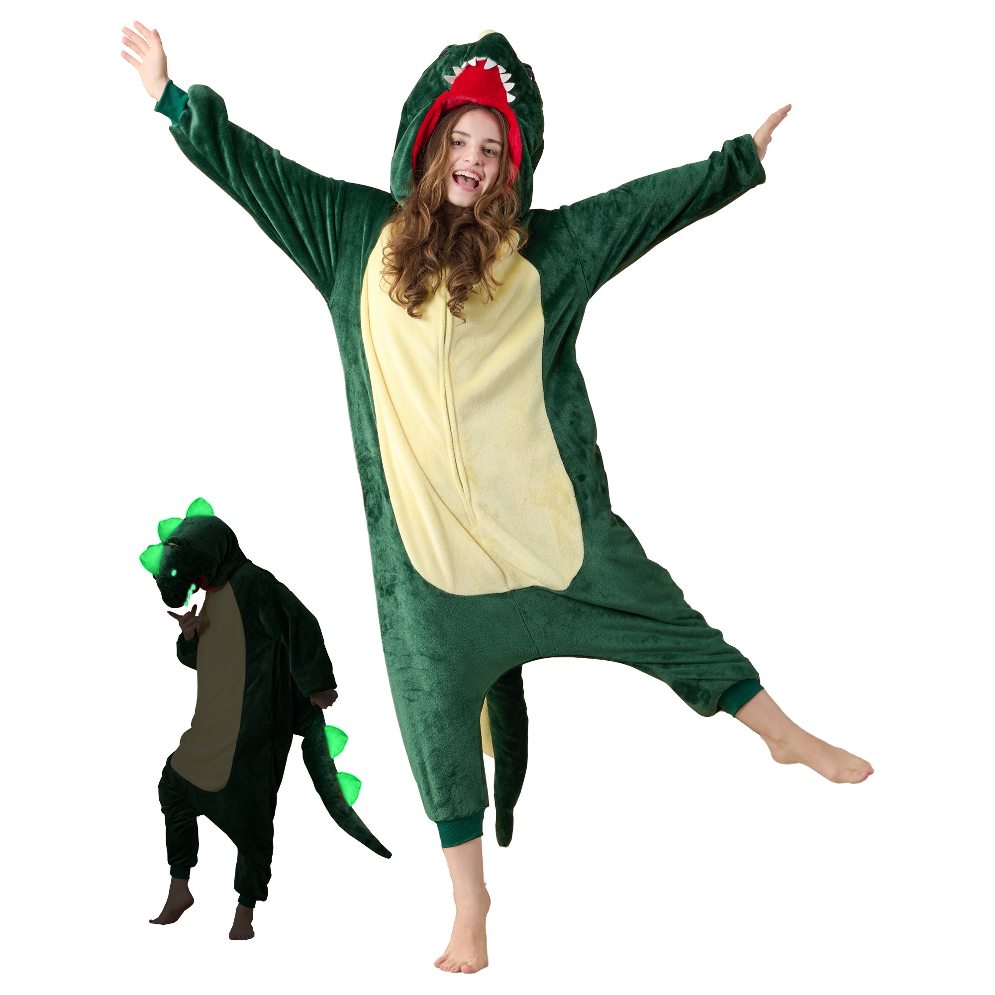 🎃Adult Animal Onesie Pajamas, Glow in The Dark Halloween Cosplay Costumes, One Piece Sleepwear for Women and Men