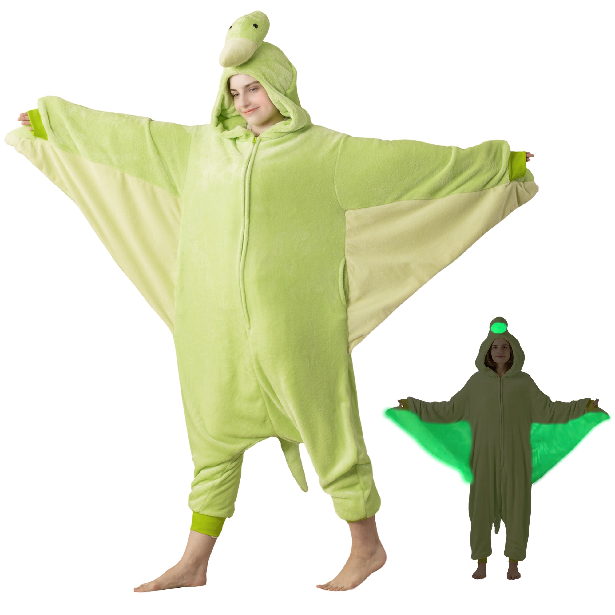 🎃Adult Animal Onesie Pajamas, Glow in The Dark Halloween Cosplay Costumes, One Piece Sleepwear for Women and Men