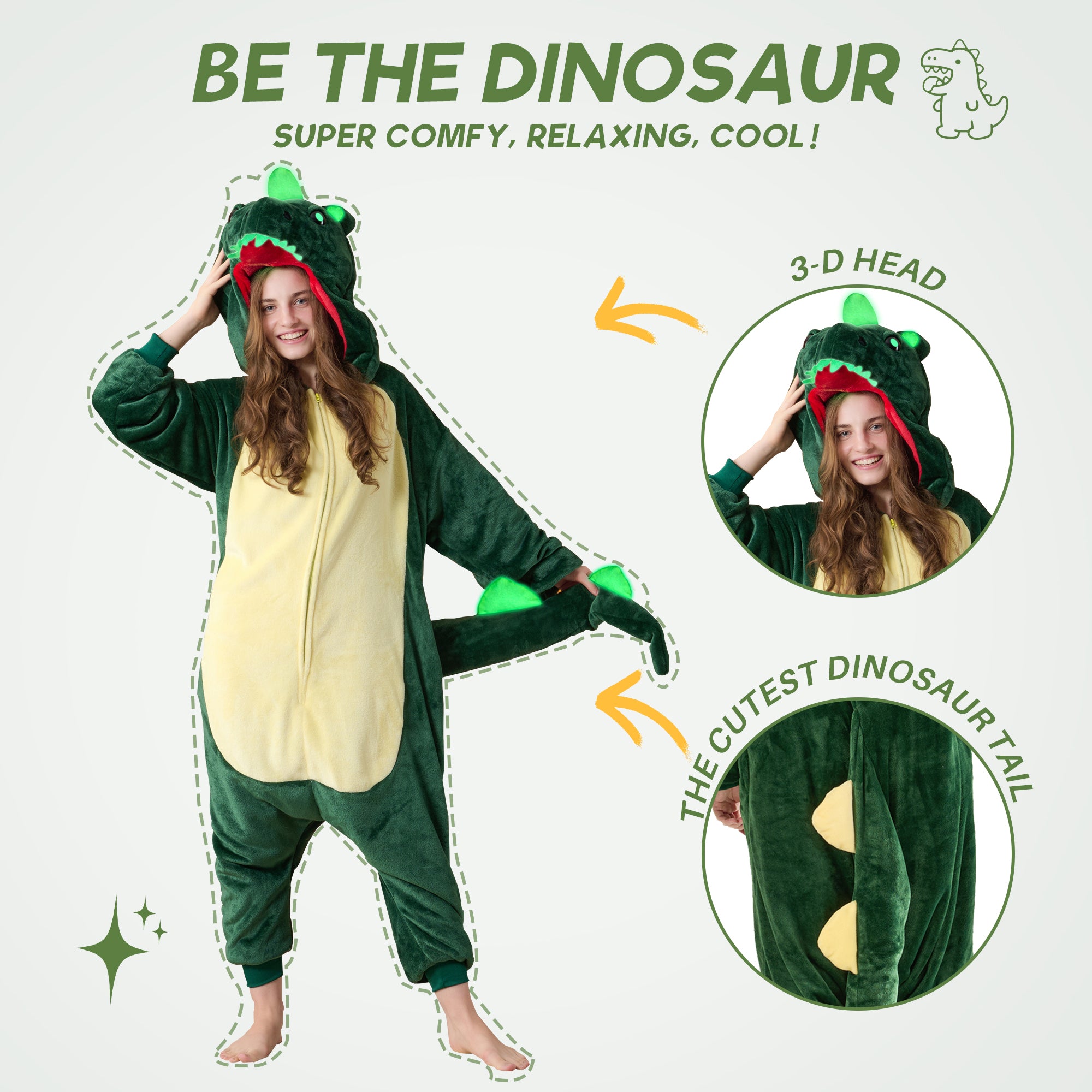 🎃Adult Animal Onesie Pajamas, Glow in The Dark Halloween Cosplay Costumes, One Piece Sleepwear for Women and Men