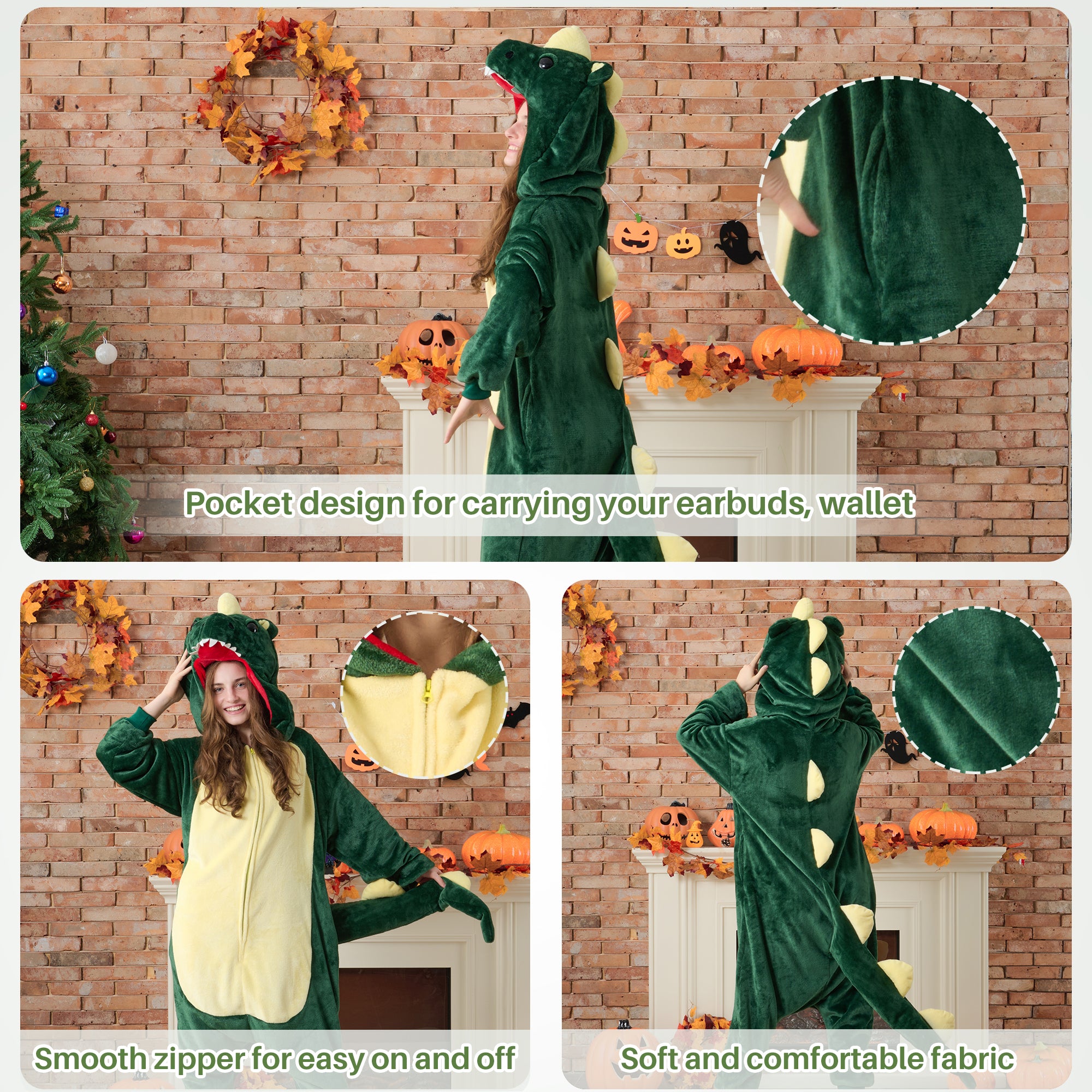 🎃Adult Animal Onesie Pajamas, Glow in The Dark Halloween Cosplay Costumes, One Piece Sleepwear for Women and Men