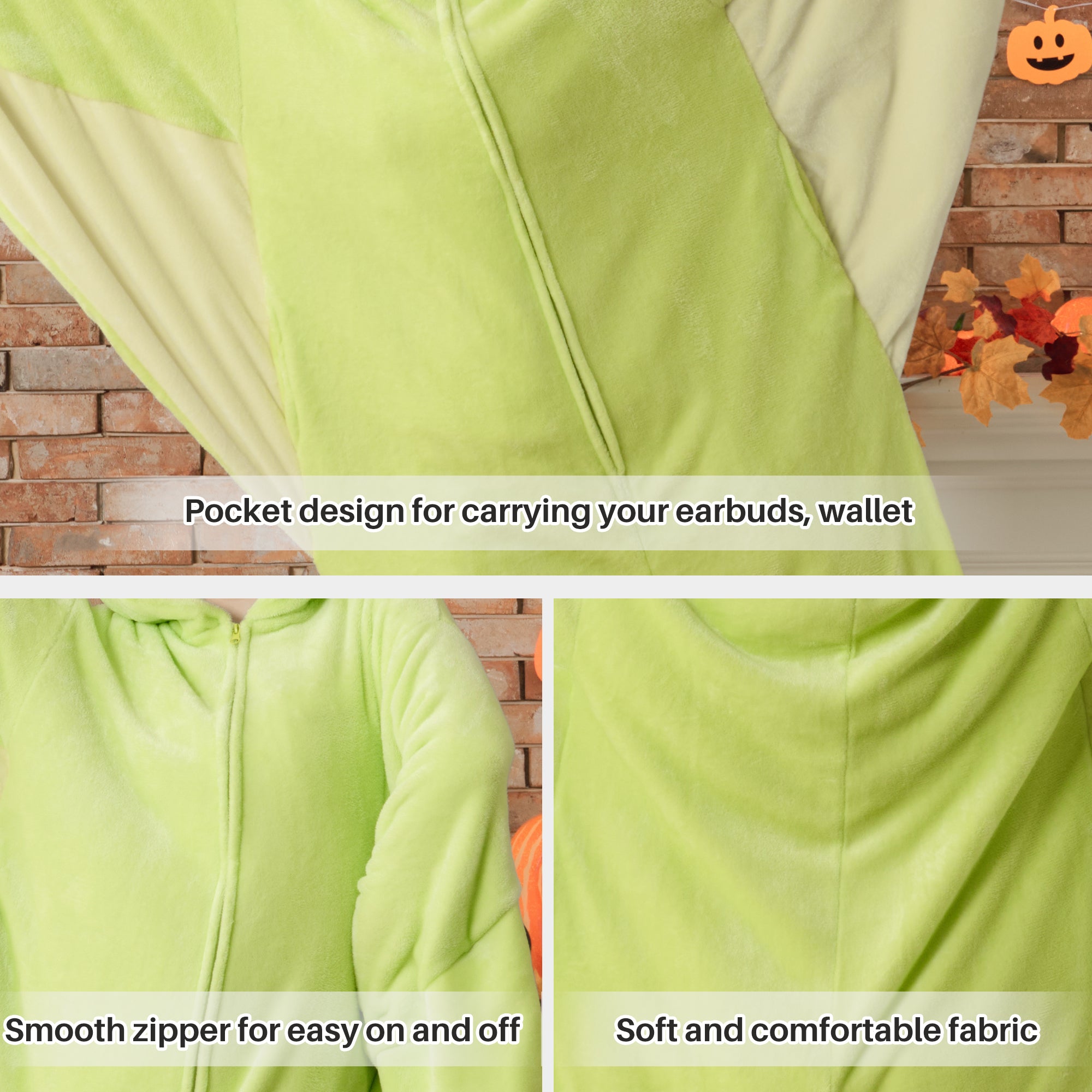 🎃Adult Animal Onesie Pajamas, Glow in The Dark Halloween Cosplay Costumes, One Piece Sleepwear for Women and Men