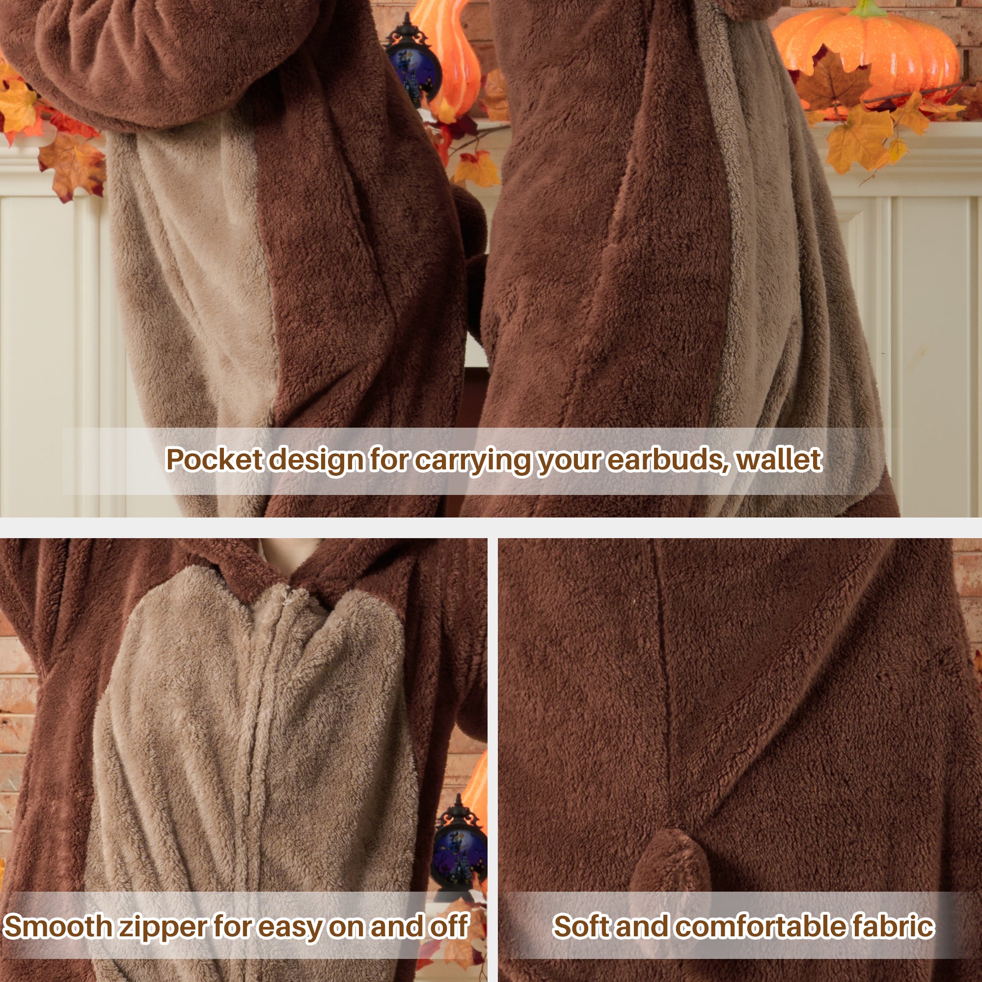 🎃Adult Animal Onesie Pajamas, Glow in The Dark Halloween Cosplay Costumes, One Piece Sleepwear for Women and Men