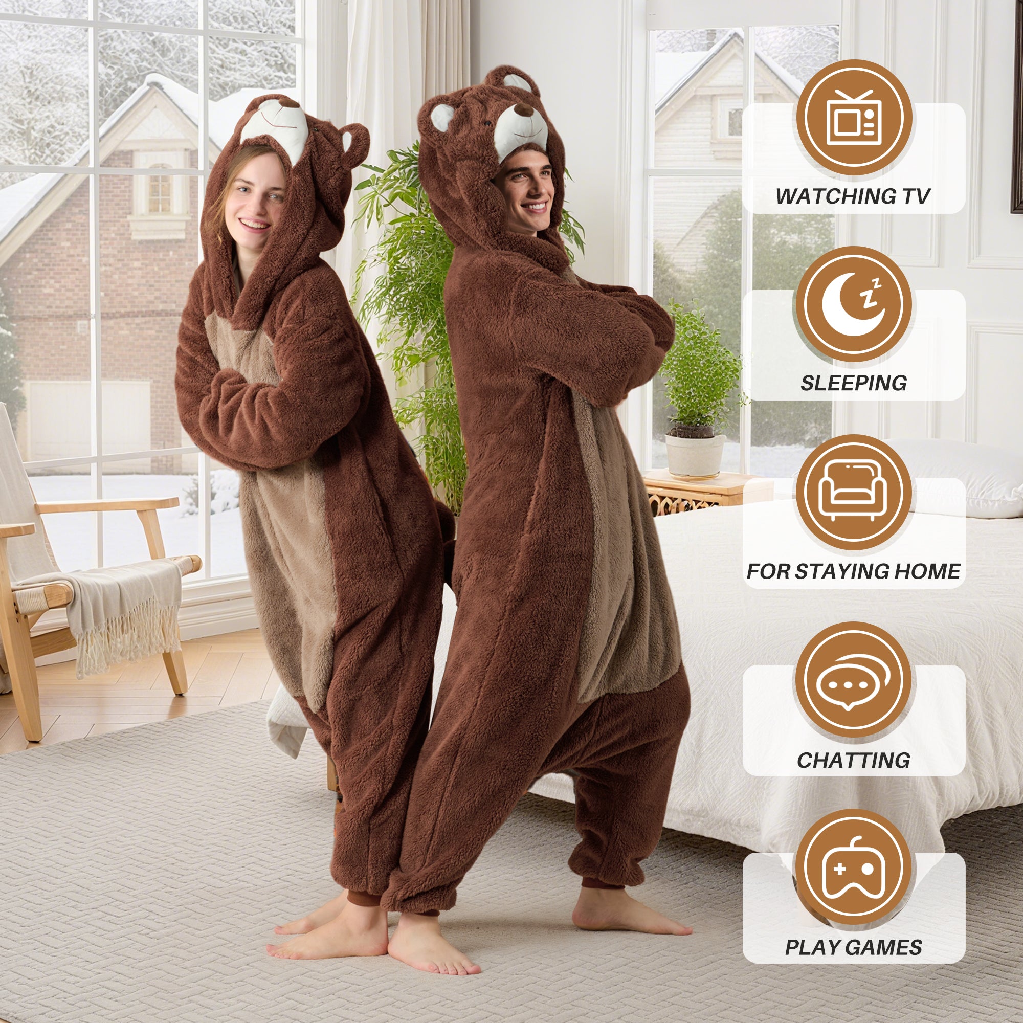 🎃Adult Animal Onesie Pajamas, Glow in The Dark Halloween Cosplay Costumes, One Piece Sleepwear for Women and Men