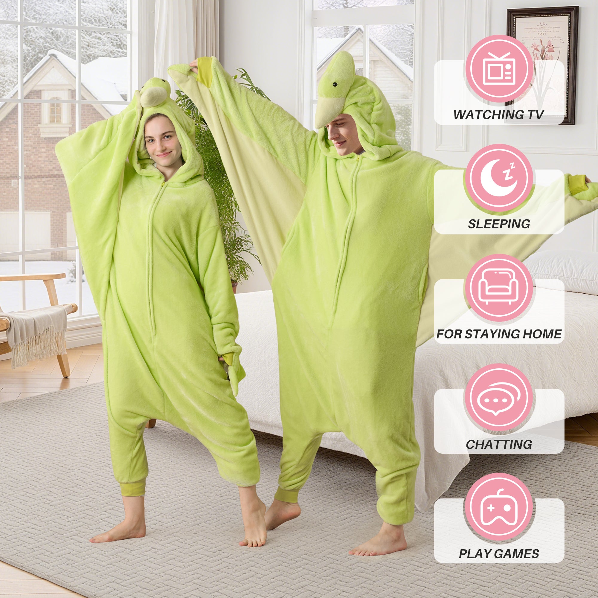 🎃Adult Animal Onesie Pajamas, Glow in The Dark Halloween Cosplay Costumes, One Piece Sleepwear for Women and Men