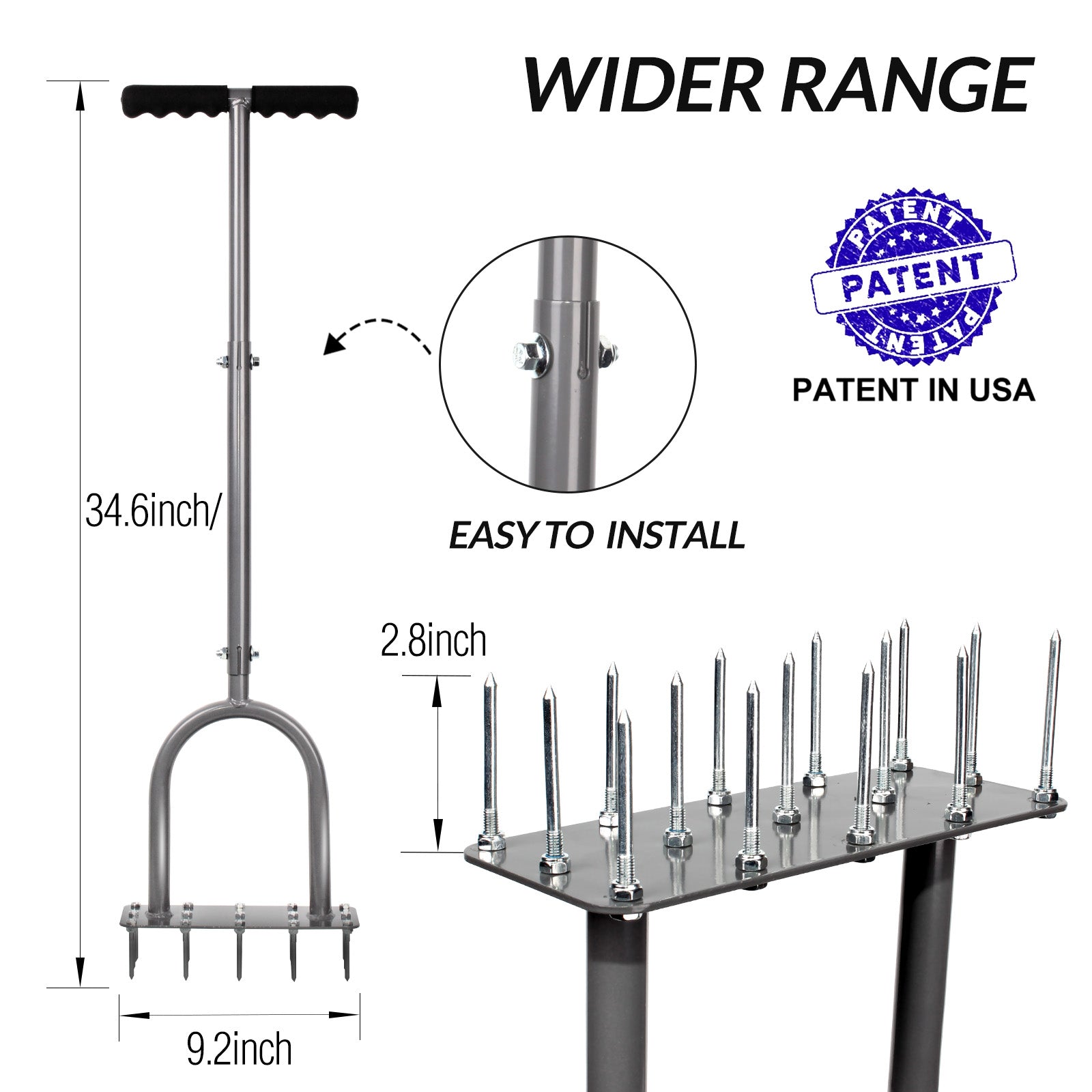 Walensee Lawn Aerator Spike Metal Manual Dethatching Soil Aerating Lawn