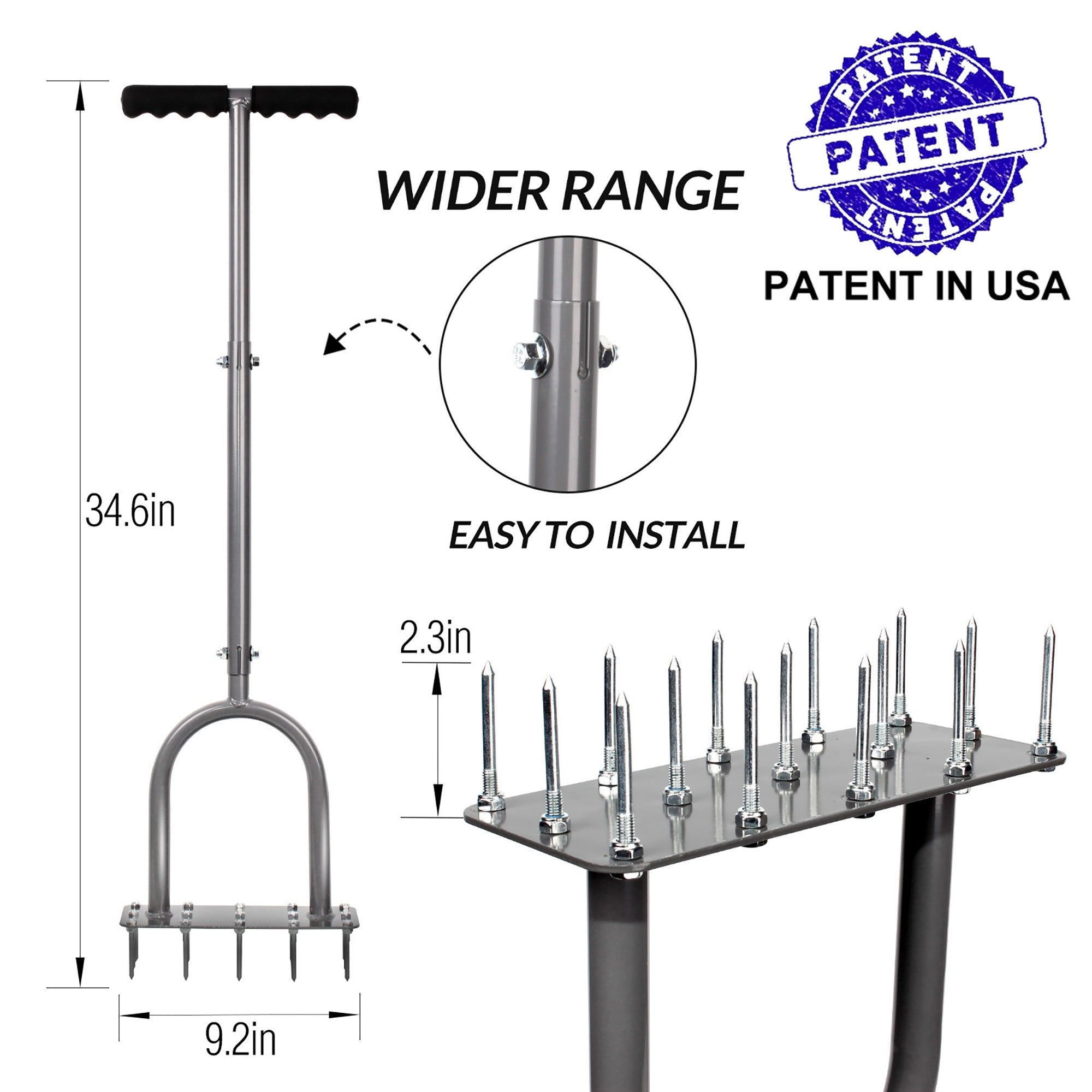 Walensee Lawn Aerator Spike Metal Manual Dethatching Soil Aerating Lawn