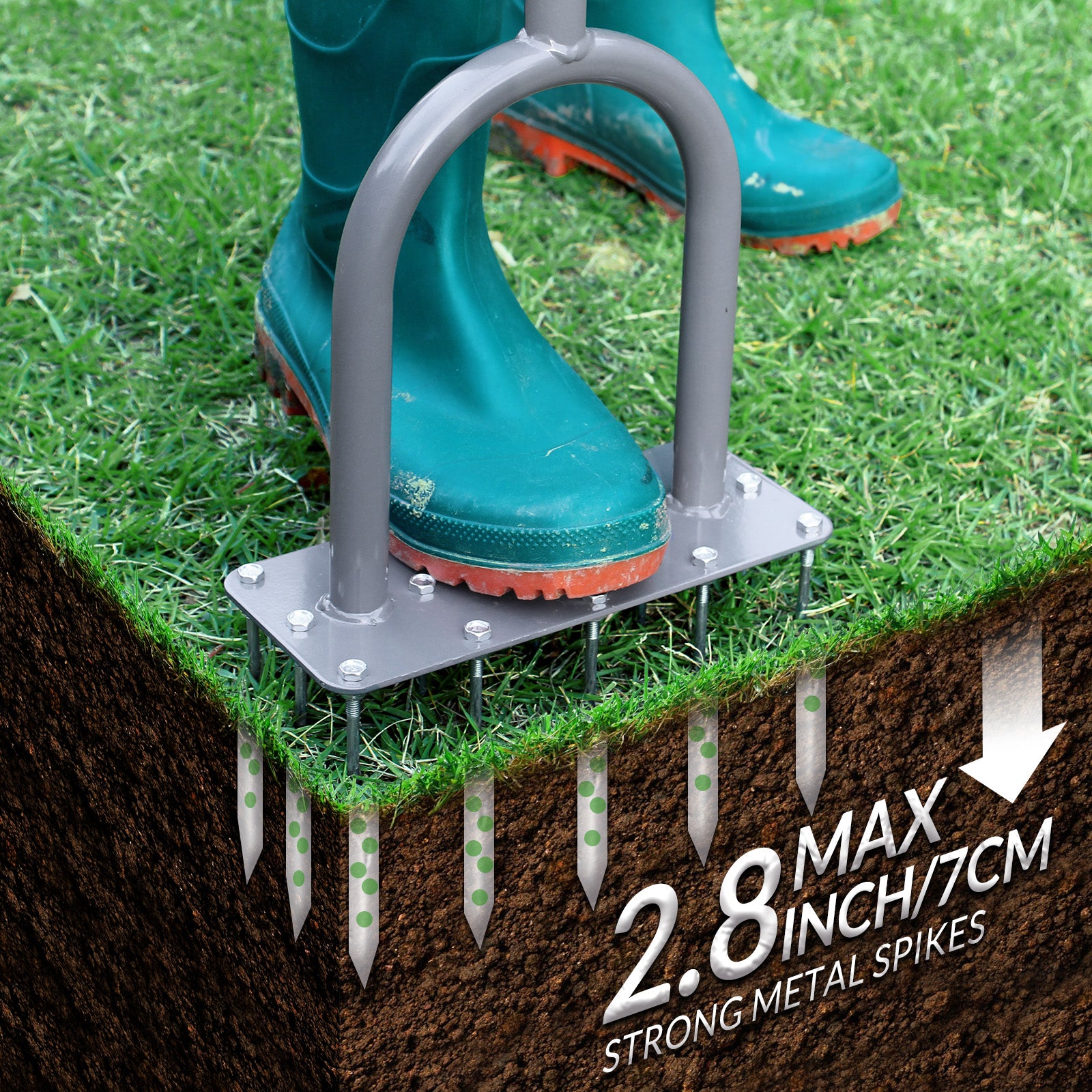 Walensee Lawn Aerator Spike Metal Manual Dethatching Soil Aerating Lawn