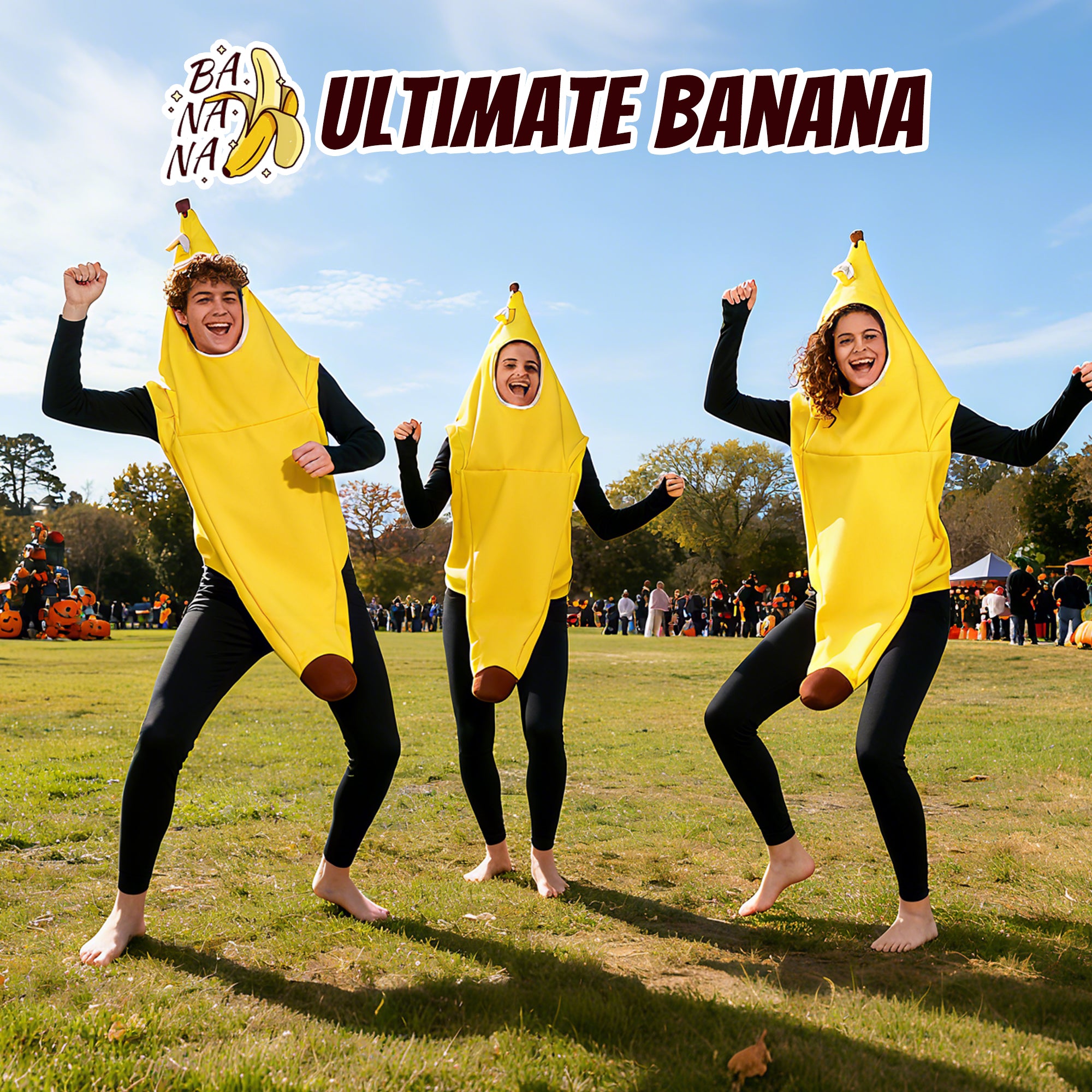 🍌Banana Costume Glow in the Dark Fruit Halloween Costume for Adults, Funny Unisex Outfit- Party, Dress Up Cosplay