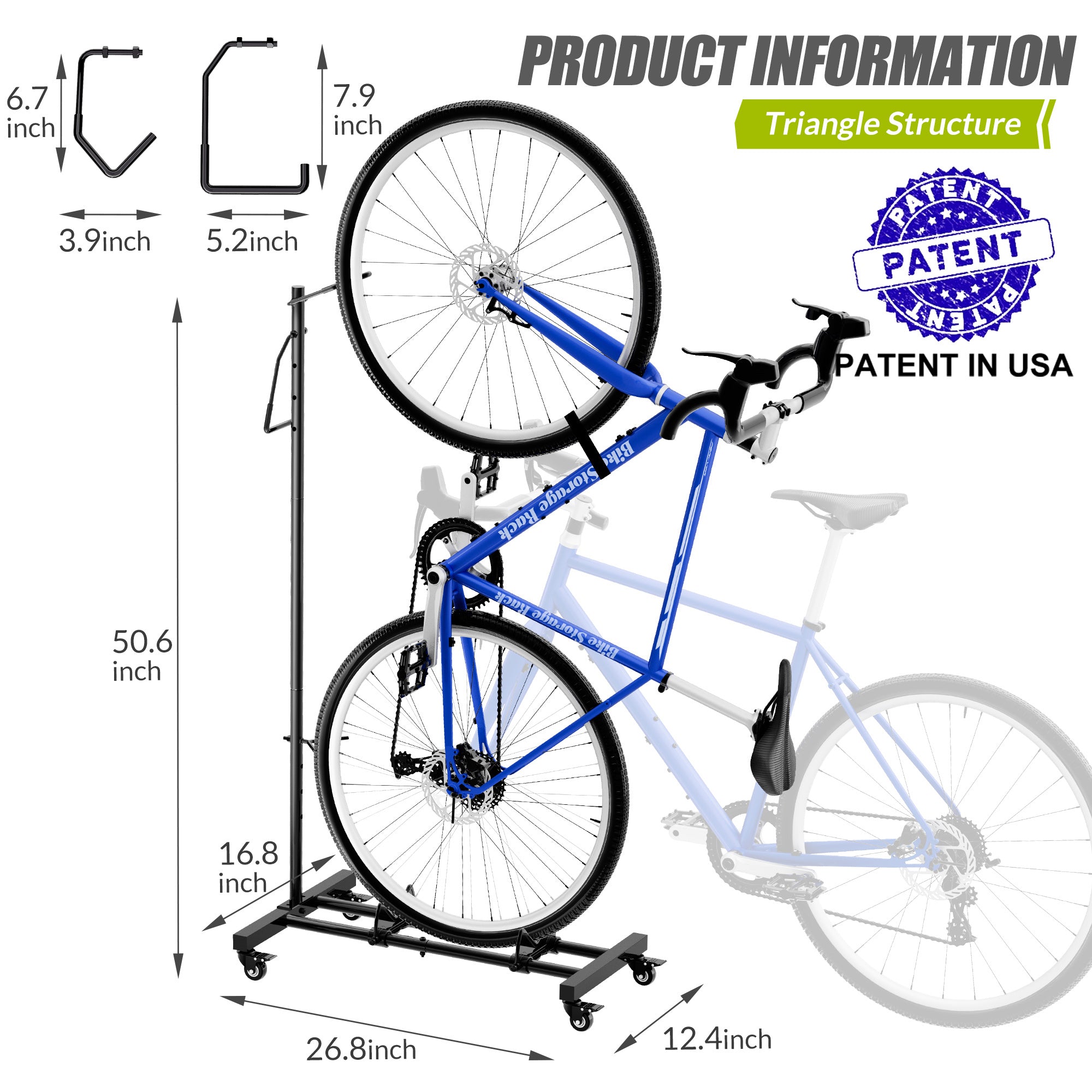 Sttoraboks Upright Bike Stand, Vertical & Horizontal Adjustable Height Bike Storage Rack for Apartment