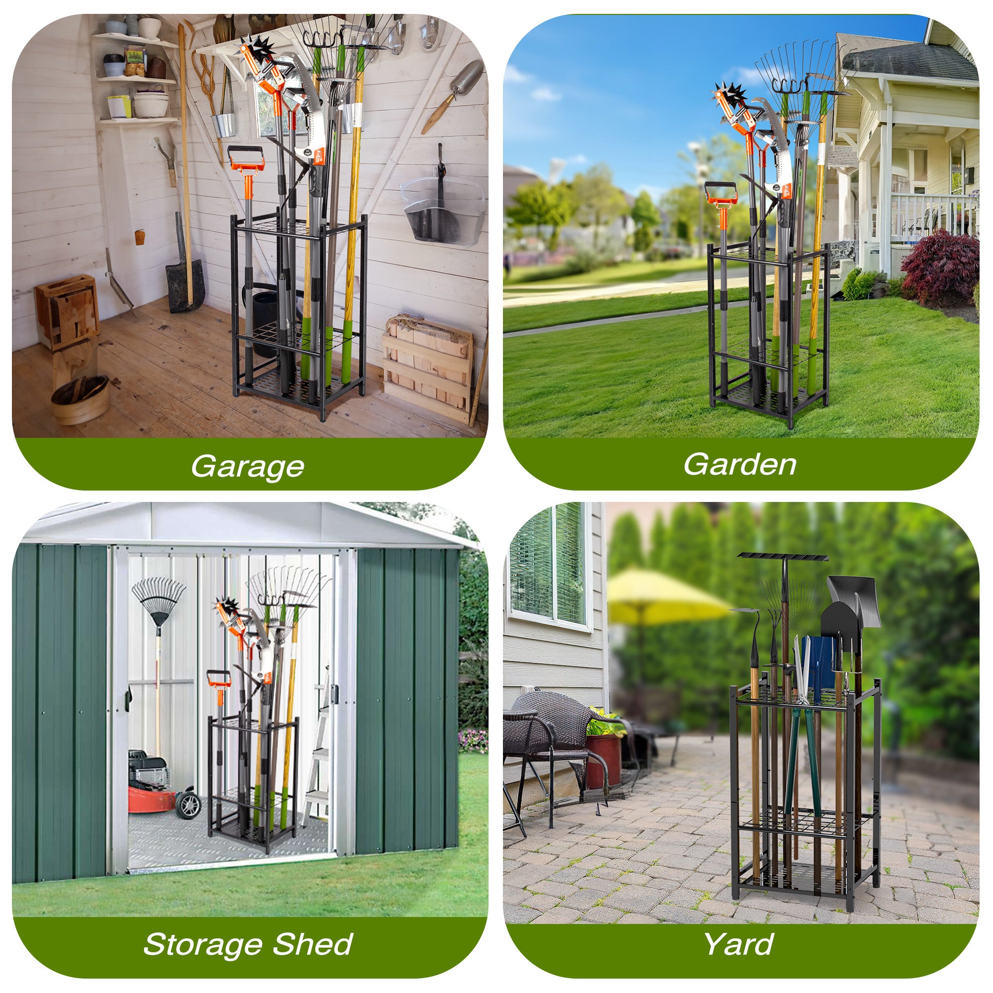 Sttoraboks Garden Tool Organizer, Yard Tool Tower Rack for Garage Organization and Storage