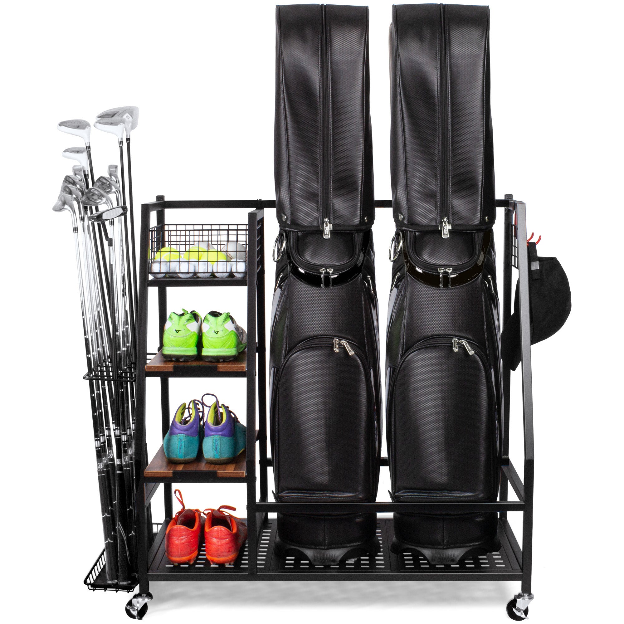 Sttoraboks Golf Bags Storage Garage Organizer, Golf Bag Rack Fits 2/3 Golf Bags and Golf Equipment Accessories