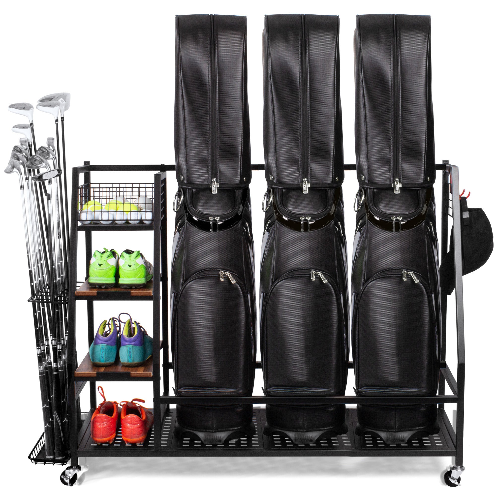 Sttoraboks Golf Bags Storage Garage Organizer, Golf Bag Rack Fits 2/3 Golf Bags and Golf Equipment Accessories