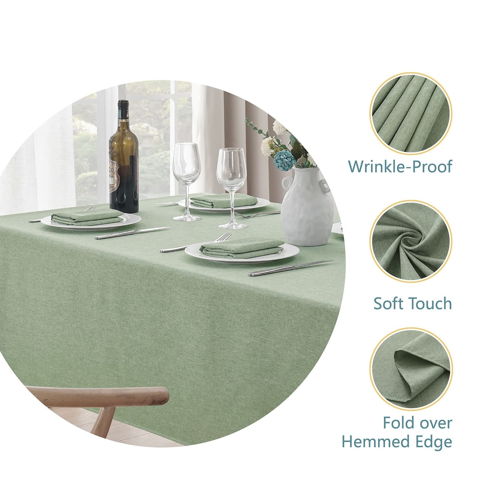 Walensee Table Cloth, Waterproof Heavy Duty Vinyl Tablecloths, Wipeable Washable Table Cover for Kitchen and Dining Room  60" X 84"