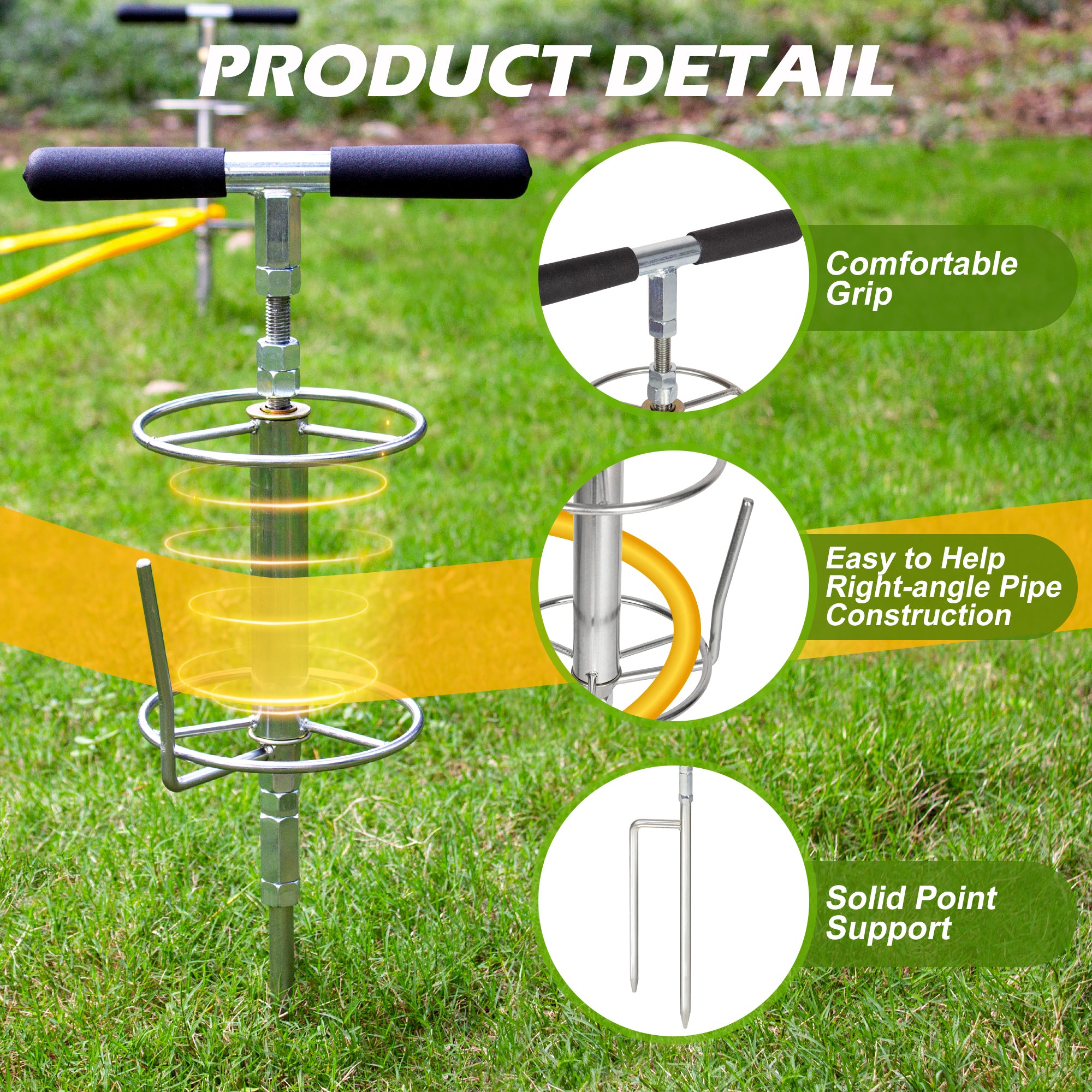 Walensee 32 Inch Garden Hose Guide Right Angle Hose Pulling Stand, Heavy Duty Metal Hose Reel for Garden Corner Auxiliary Watering Hose Reel, Lawn & Garden Watering Equipment, Plant Flower Protector