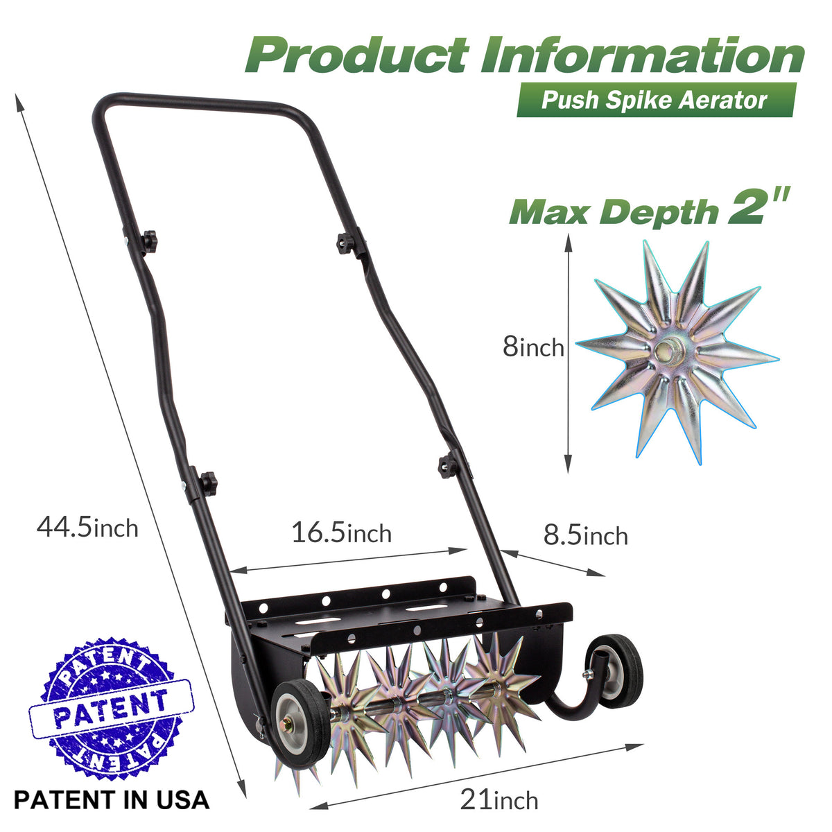 Suchtale 18-Inch Push Spike Aerator, Heavy Duty Rolling Lawn Aerator ...