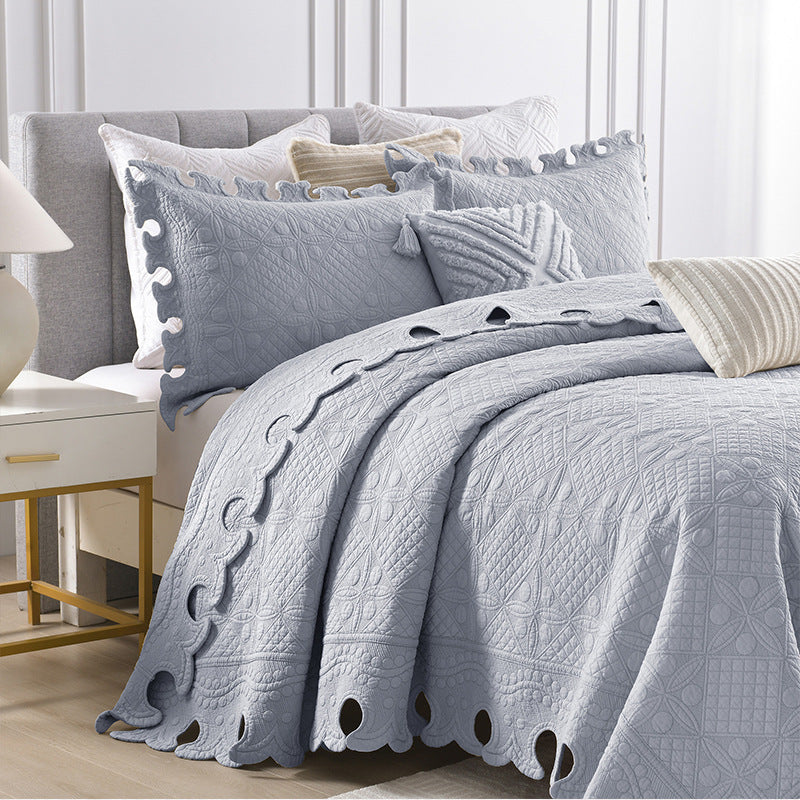 Suchtale Grey Quilt Queen,  Comforter (90"x 90"), Queen Paisley Quilt Bedding Set, Striped Quilt Set for All Seasons,3 Piece