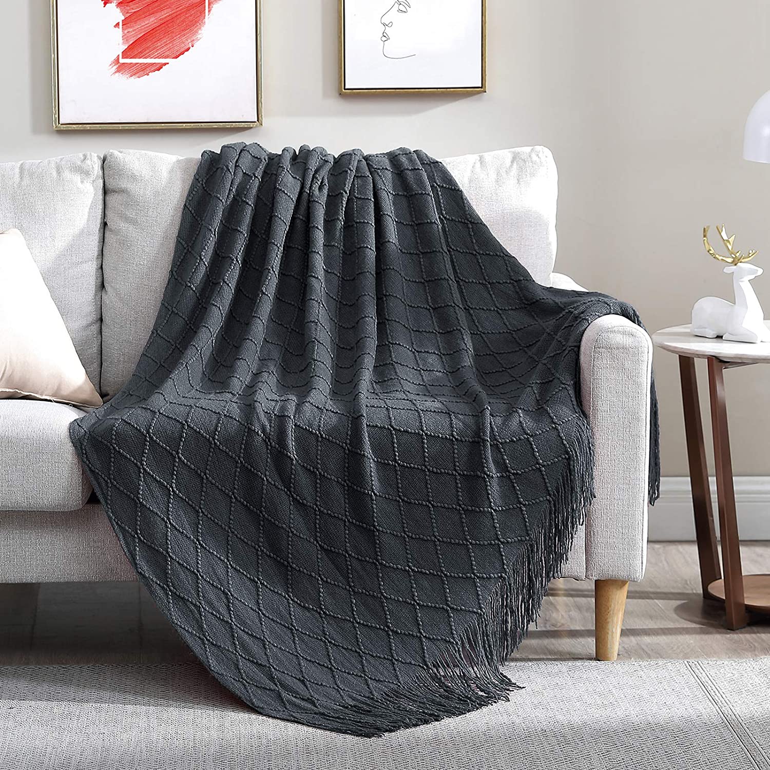 Walensee Woven Throw with Diamond Pattern